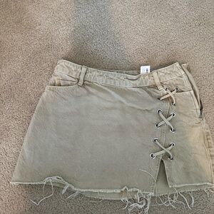 Zara Beige Lace-Up Mini Skirt